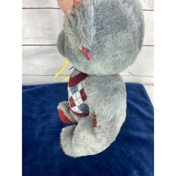 Vintage‎ Dandee Jointed Gray Teddy Bear With Argyle Sweater Vest - Picture 4 of 8